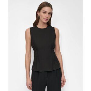 DKNY Women's Sleeveless Peplum Blouse Black Size XL MSRP $69